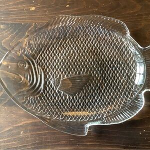 Clear Glass Fish Shaped Ovenproof Platter Vintage